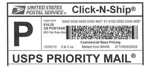 USPS Priority Mail shipping label example
