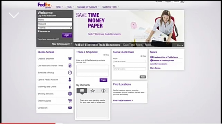 FedEx weboldal