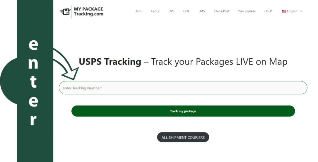 enter USPS tracking Number - Step 1